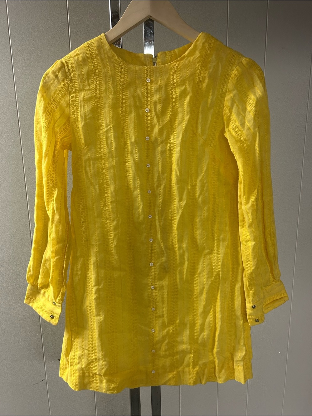 Vintage Handmade 60’s yellow line. Button down tunic dress HALLOWEEN
